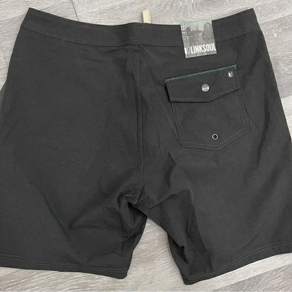 NWT LinkSoul Men’s Boardwalker Golf Short Hybrid Swim Land & Sea Black Size 35